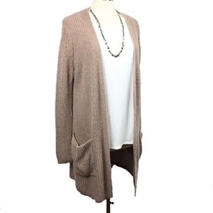 Ann Taylor Loft Open Front Ribbed Knit Cardigan